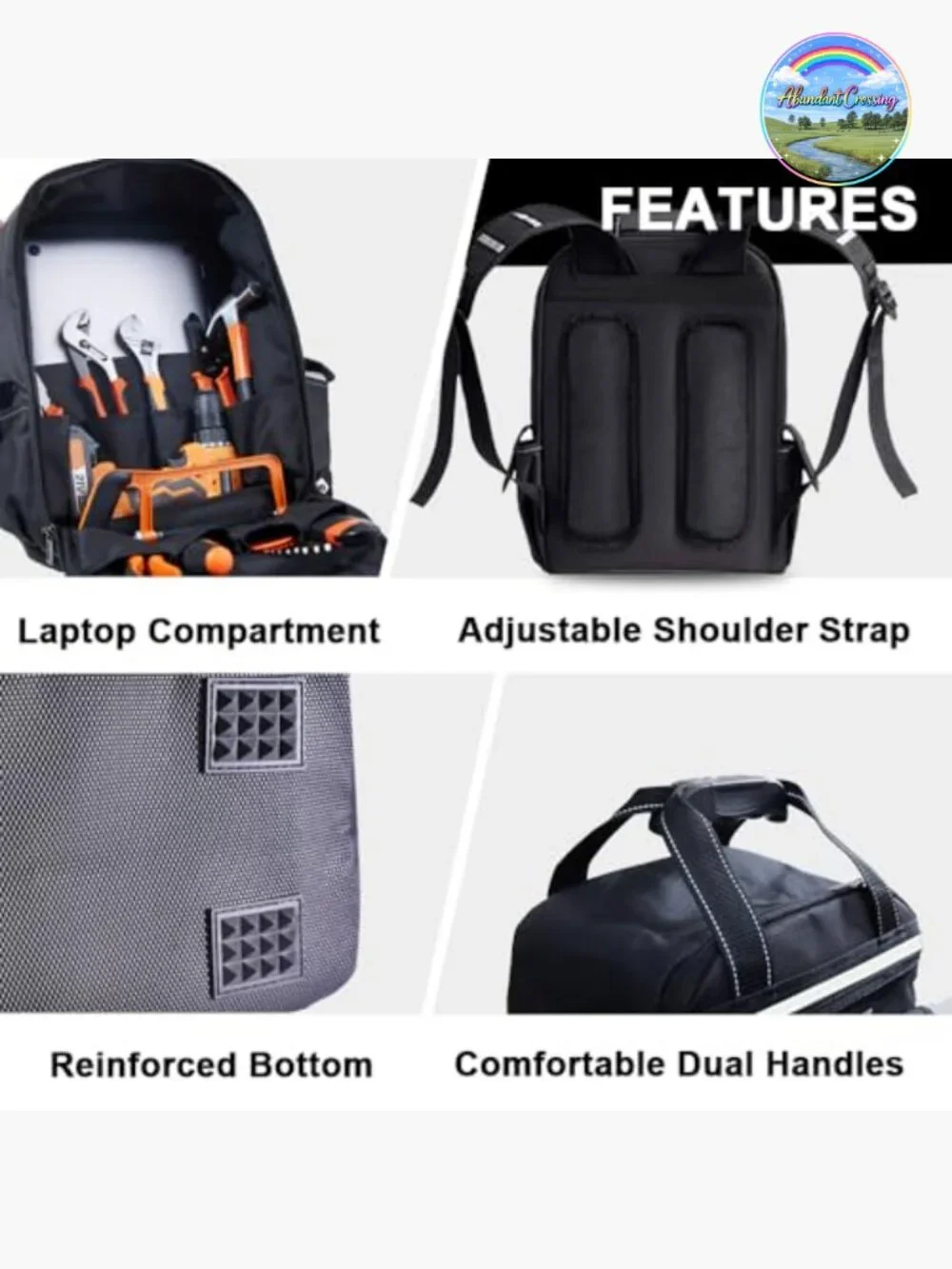 Heavy Duty Waterproof Tool Backpack 18 Inch with 18 Pockets for Electrician